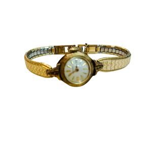 Vintage Longines Ladies Art Deco Wristwatch – Gold Tone Bracelet w/ Safety Chain